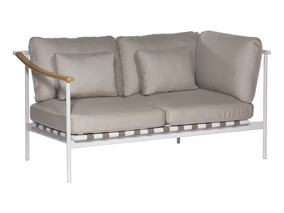 Around Deep Seating Double - Teak Left Arm / Aluminium Right Arm